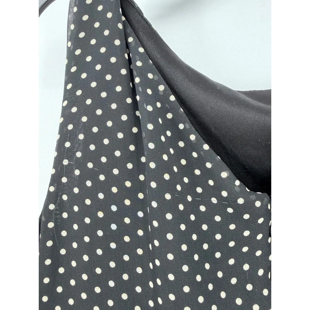 Betsey Johnson Fit and Flare Dress 2 Black EUC Polka Dot Retro Rockabilly Pinup